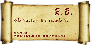 Rössler Barnabás névjegykártya